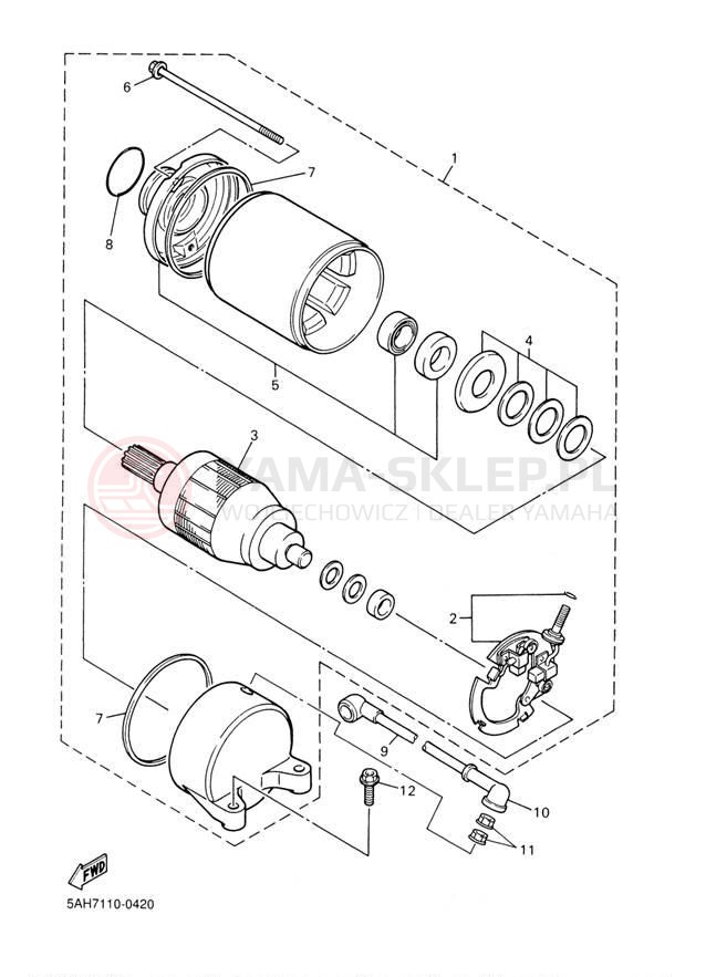 Schemat "rozrusznik" do Yamaha YZF600R YZF600RRC/YZF600RR