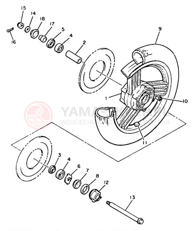 Schemat "Koło przód" do Yamaha XVZ12TK