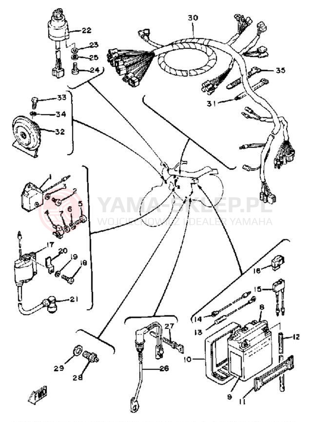 Schemat "układ elektryczny" do Yamaha XT250H