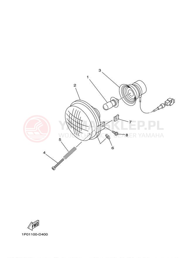 Schemat "Lampa przód" do Yamaha GRIZZLY 450 HUNTER YFM45FGHX
