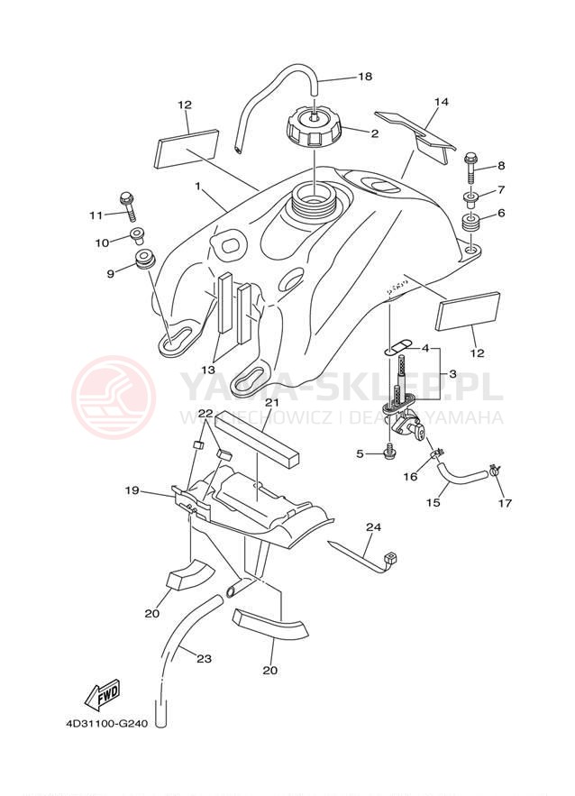 Schemat "zbiornik paliwa" do Yamaha RAPTOR 250 YFM25RZW