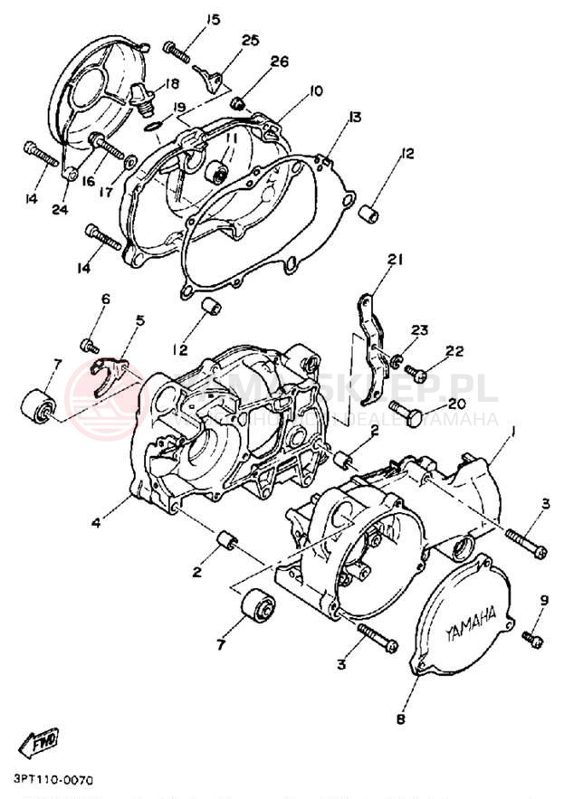 Schemat "Obudowa silnika" do Yamaha Y-ZINGER PW50A