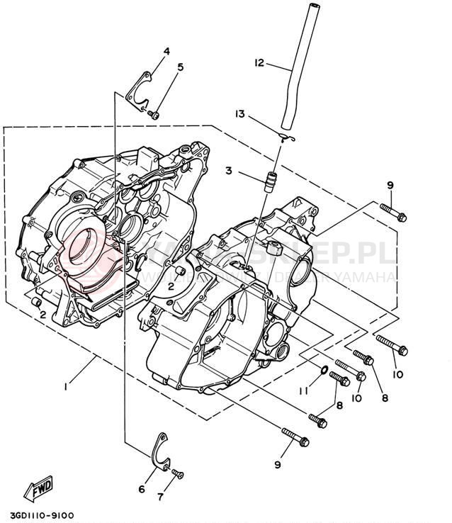 Schemat "Obudowa silnika" do Yamaha WARRIOR YFM350XP/YFM350XPC
