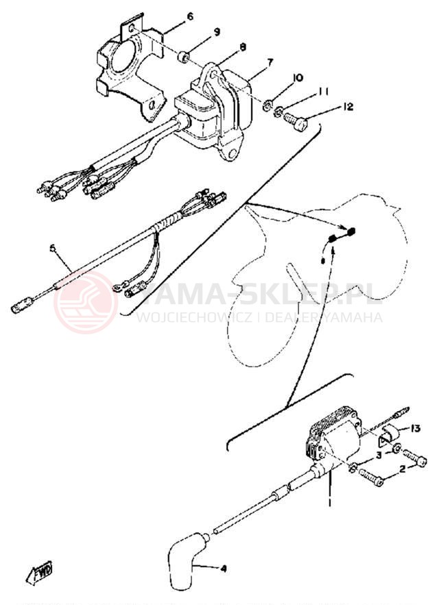 Schemat "układ elektryczny" do Yamaha YZ250E