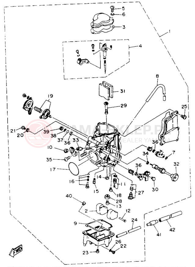 Schemat "Gaźnik" do Yamaha KODIAK 4WD YFM400FWE_