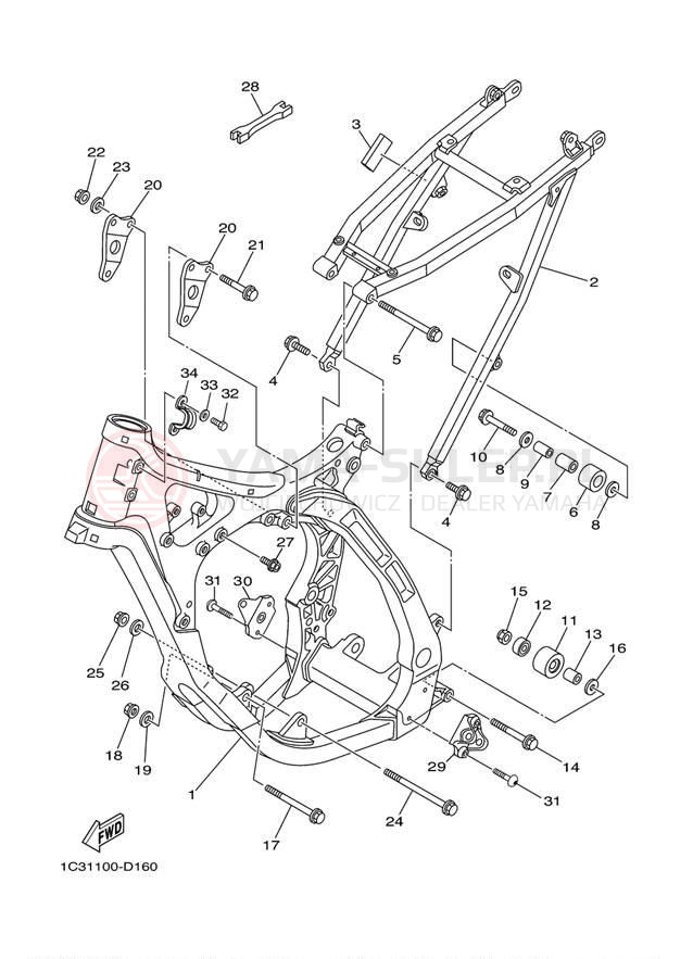 Schemat "rama" do Yamaha YZ125 YZ125T1