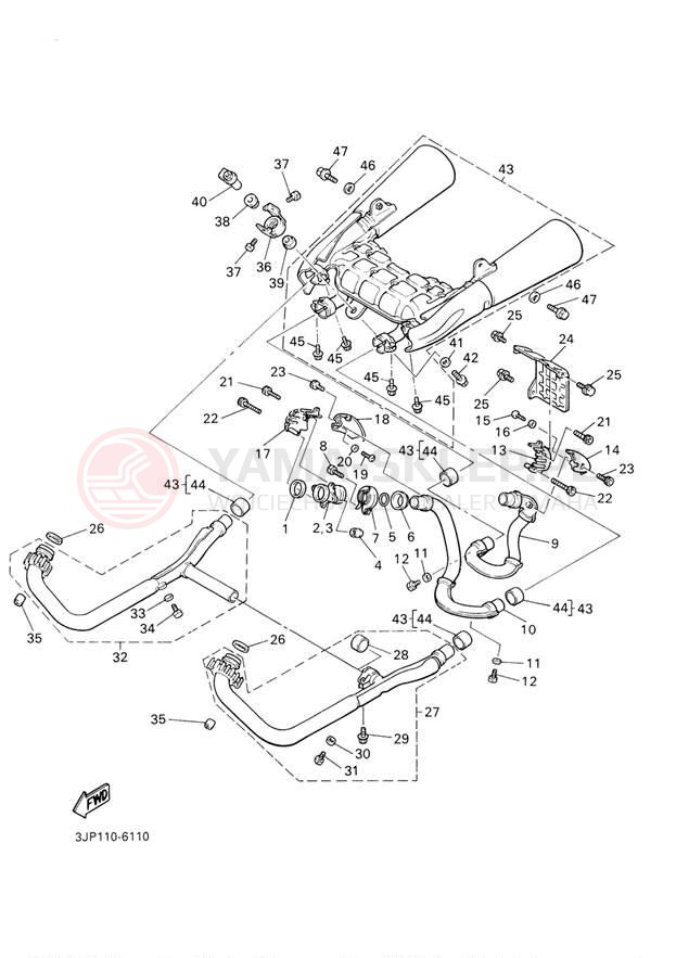 Schemat "Wydech końcowy" do Yamaha V-MAX VMX1200NC/VMX1200N
