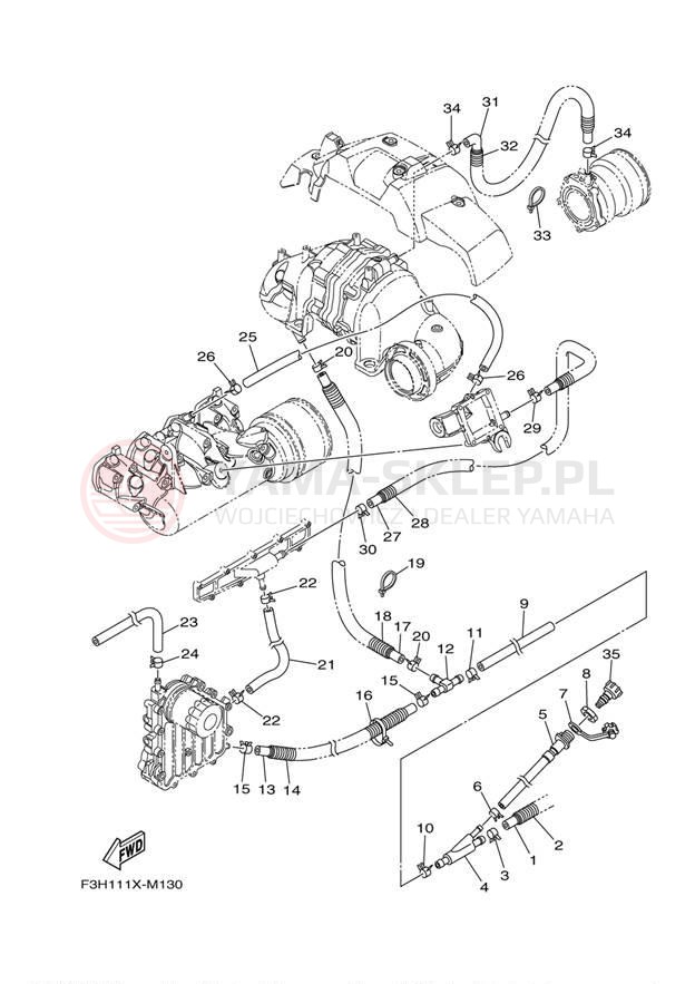 Schemat "Wydech końcowy" do Yamaha 212SS CALIFORNIA XAT1800CLN