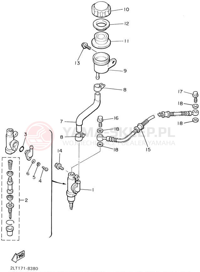 Schemat "Pompa hamulcowa tył" do Yamaha V-MAX VMX1200M/VMX1200MC