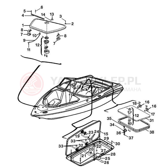 Schemat "DECK HATCH" do Yamaha SX230High Output SRT1100D