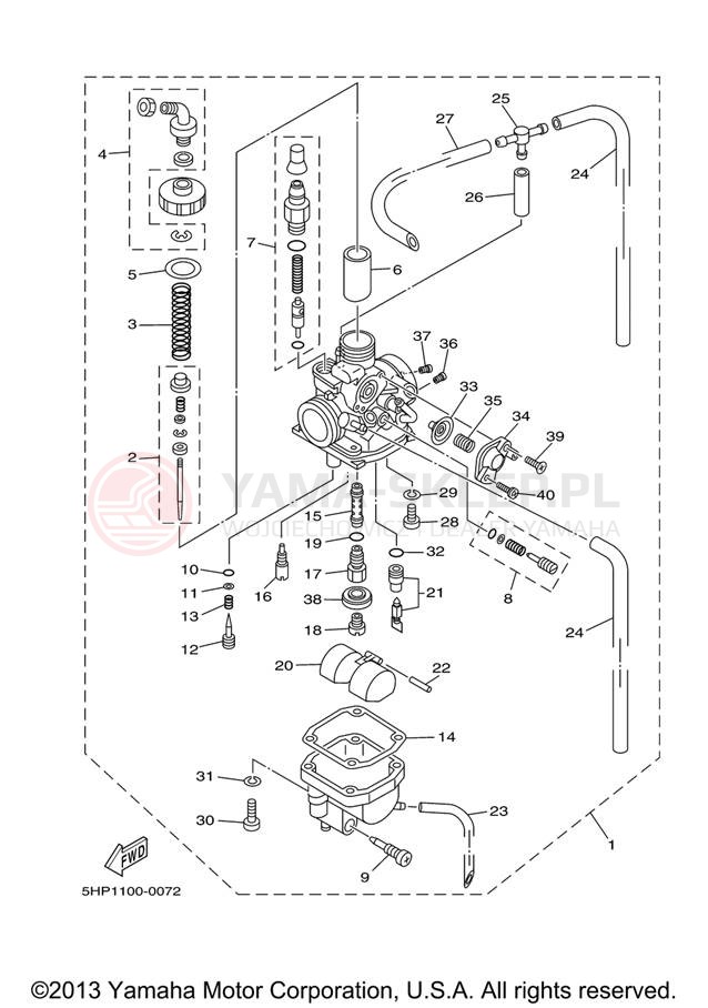 Schemat "Gaźnik" do Yamaha TT-R125L TTR125LV