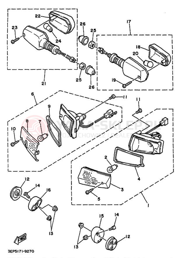 Schemat "kierunkowskazy" do Yamaha RAZZ SH50N