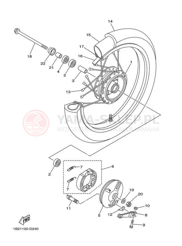 Schemat "Koło przód" do Yamaha TT-R125E TTR125ET/TTR125LET