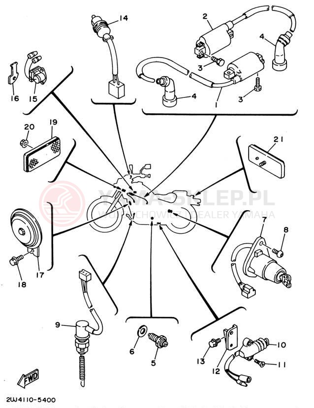 Schemat "układ elektryczny" do Yamaha VIRAGO 250 XV250P/XV250PC