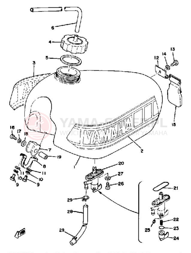 Schemat "zbiornik paliwa" do Yamaha YZ125C