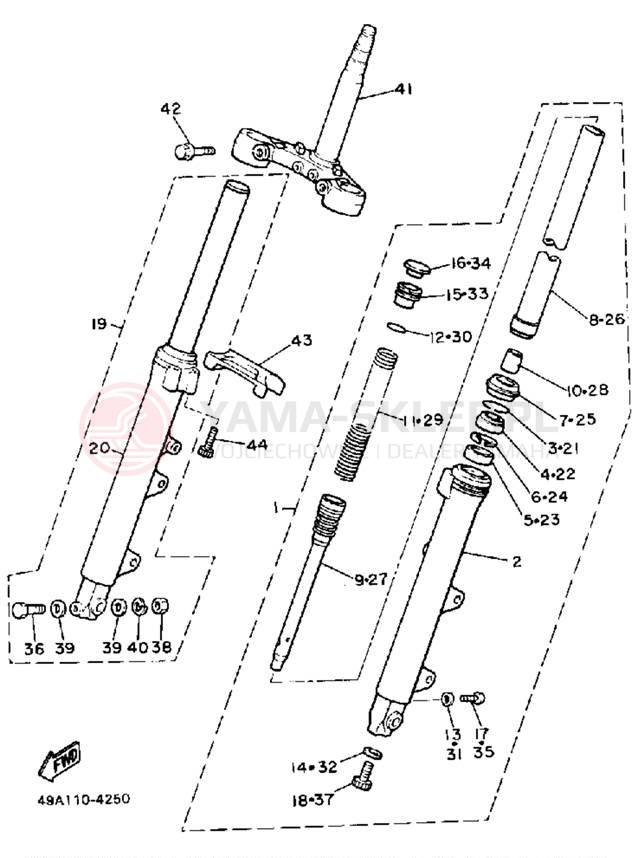 Schemat "Amortyzatory przód" do Yamaha FJ600LC/FJ600L