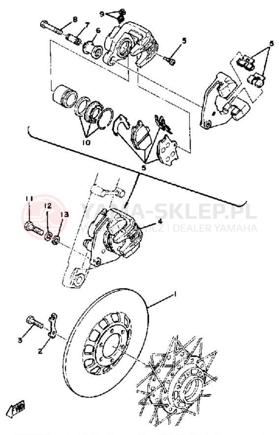 Schemat "Tarcza hamulcowa - zacisk" do Yamaha XS360C