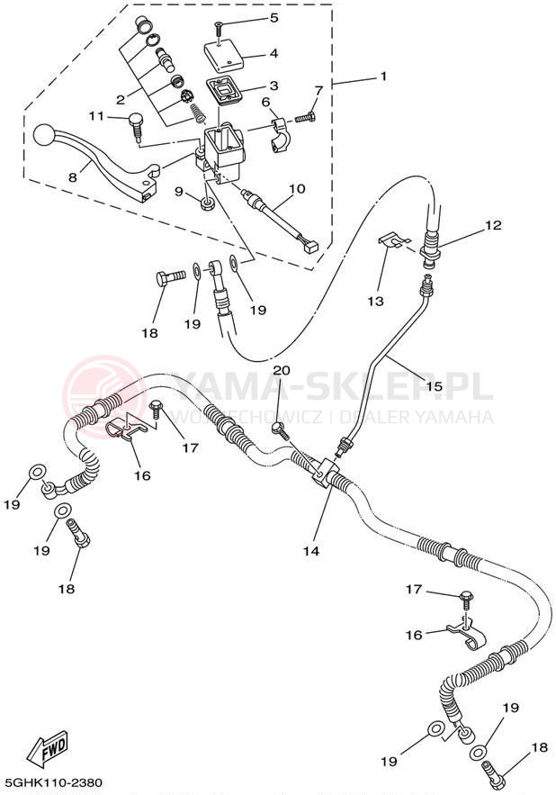 Schemat "Pompa hamulcowa przednia" do Yamaha KODIAK 4WD YFM400FAP