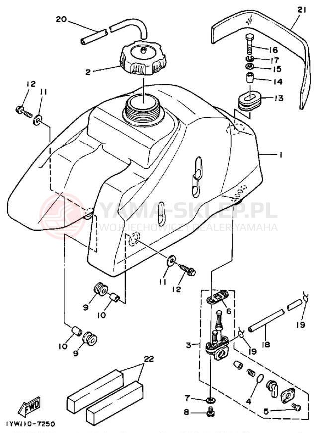 Schemat "zbiornik paliwa" do Yamaha MOTO-4 YFM350ERU