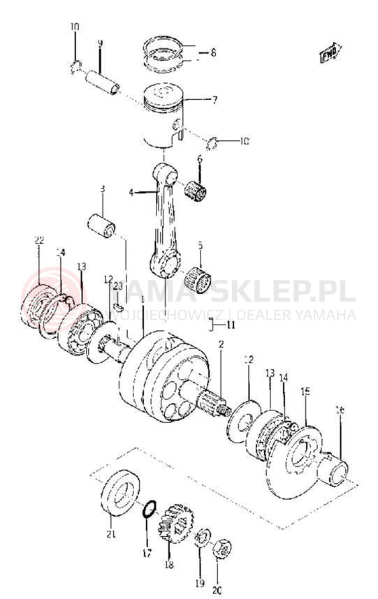 Schemat "Wał korbowy, tłok" do Yamaha YG1T/YG1TK