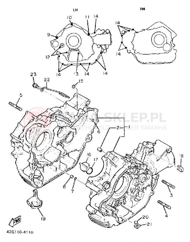 Schemat "Obudowa silnika" do Yamaha VIRAGO 1100 XV1100U/XV1100UC