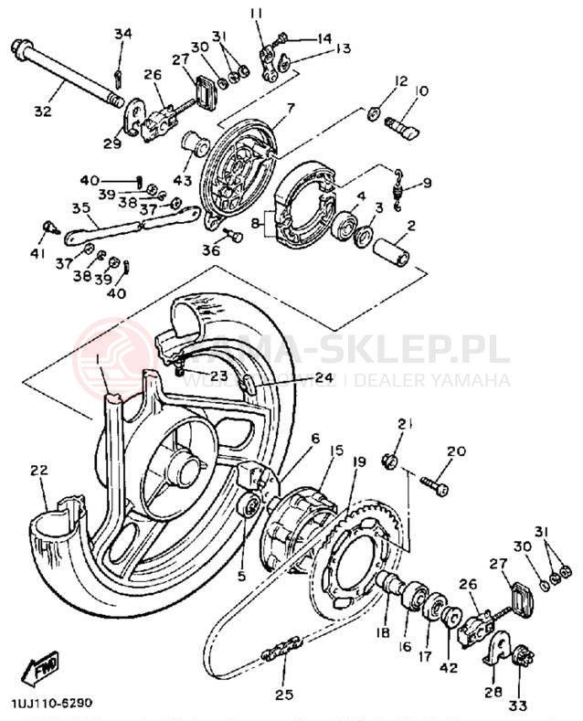 Schemat "Koło tył" do Yamaha RADIAN YX600W/YX600WC