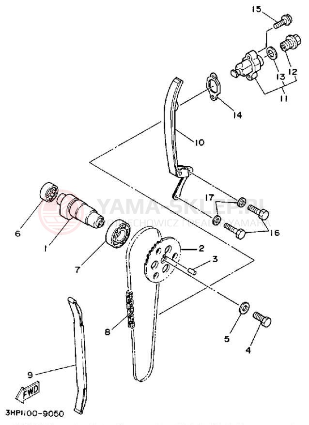 Schemat "Rozrząd - łańcuszek" do Yamaha MOTO-4 YFM350ERD