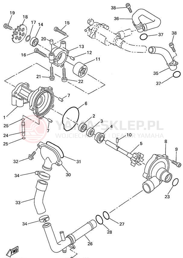 Schemat "Pompa wody" do Yamaha R1 YZFR1L/YZFR1LC