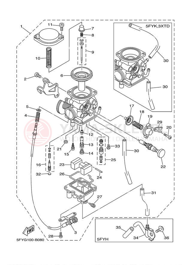 Schemat "Gaźnik" do Yamaha TW200 TW200R/TW200RC