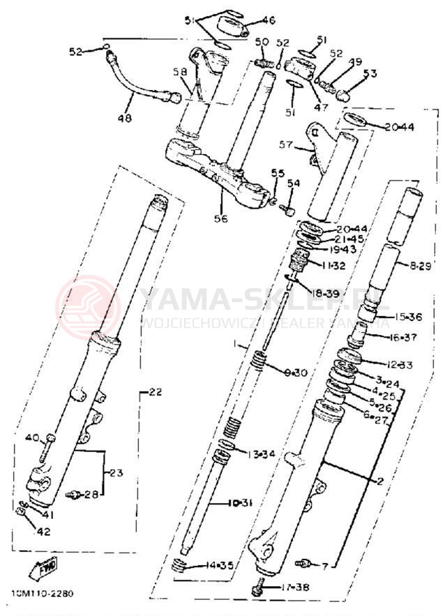 Schemat "Amortyzatory przód" do Yamaha XJ1100J