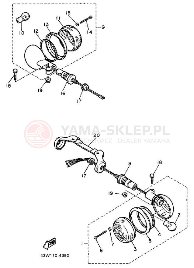 Schemat "kierunkowskazy" do Yamaha VIRAGO 1100 XV1100S/XV1100SC