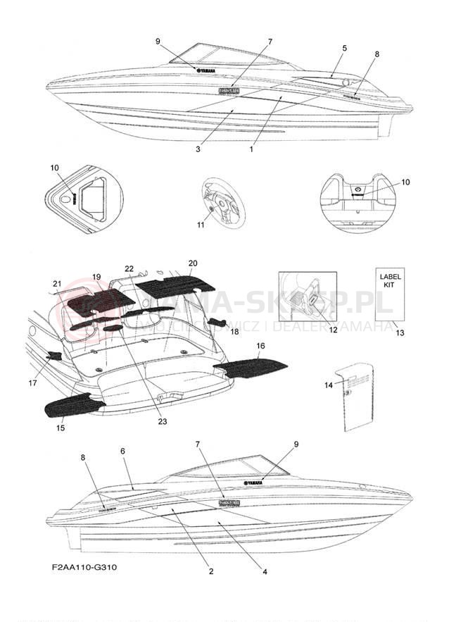 Schemat "Naklejki" do Yamaha SX230HO SXT1100EG