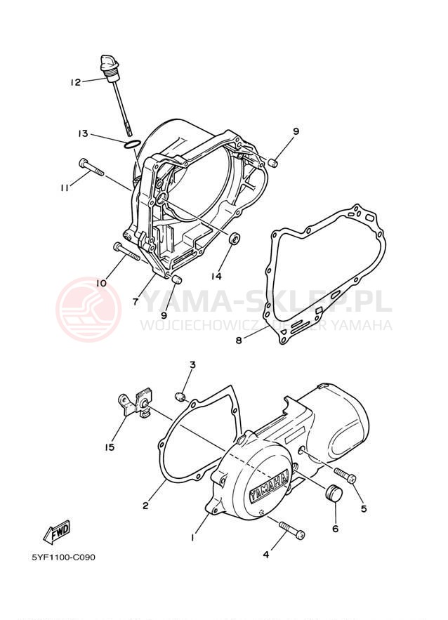 Schemat "Pokrywa silnika" do Yamaha RAPTOR 50 YFM50S