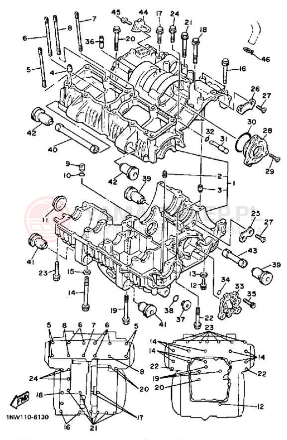 Schemat "Obudowa silnika" do Yamaha MAXIM X XJ700XS/XJ700XSC