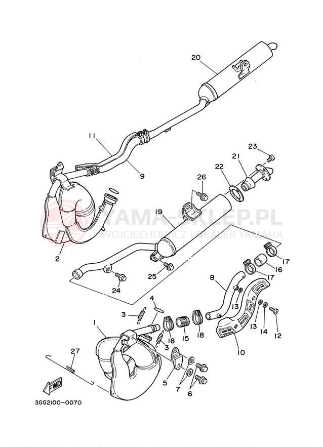 Schemat "Wydech końcowy" do Yamaha BANSHEE YFZ350M