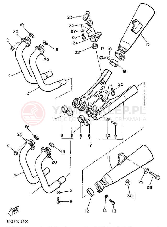 Schemat "Wydech końcowy" do Yamaha MAXIM XJ700N/XJ700NC