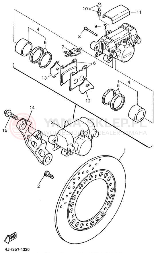 Schemat "Zacisk hamulcowy tylny" do Yamaha YZF600RK/YZF600RKC