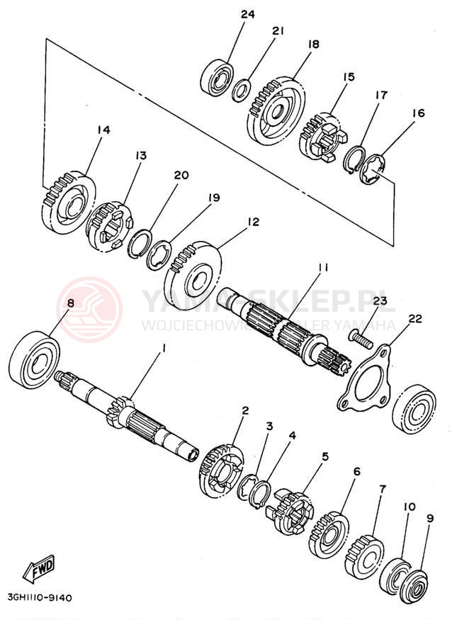 Schemat "Skrzynia biegów " do Yamaha TIMBERWOLF 2WD YFB250G
