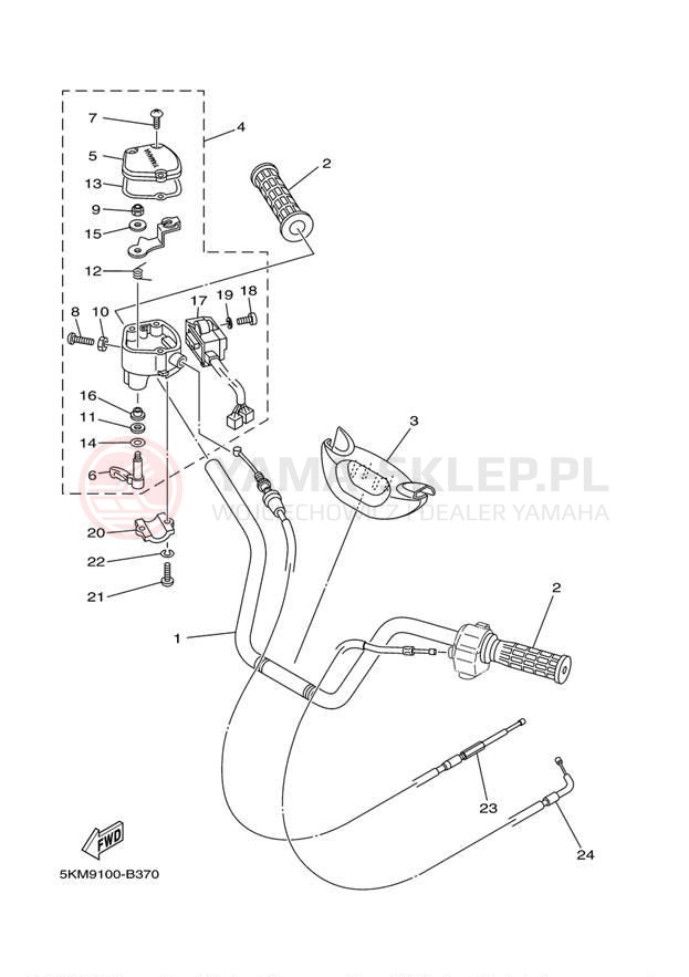 Schemat "Kierownica i osprzęt" do Yamaha GRIZZLY 660 YFM660FR