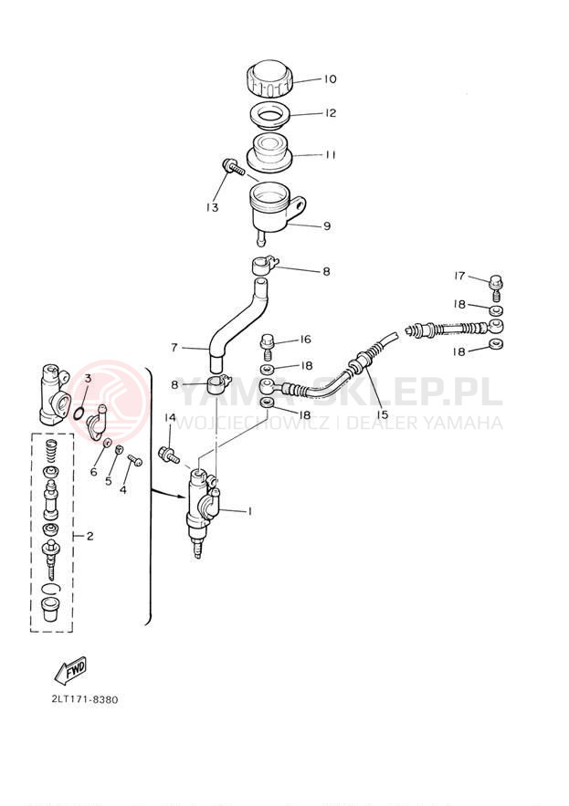 Schemat "Pompa hamulcowa tył" do Yamaha V-MAX CA VMX12W1C/VMX12W1