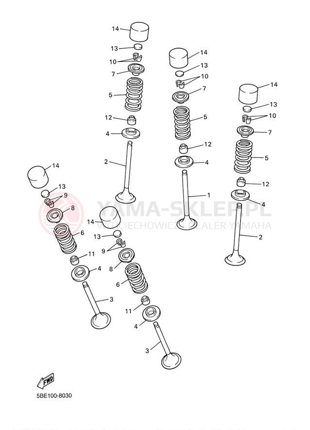 Schemat "zawory" do Yamaha YZ426F YZ426FM