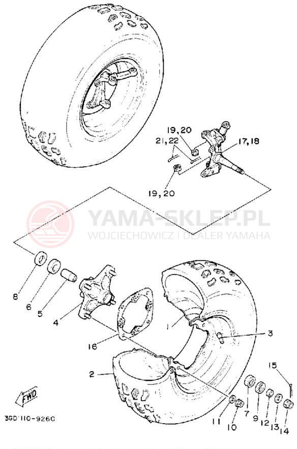 Schemat "Koło przód" do Yamaha YFM350XD