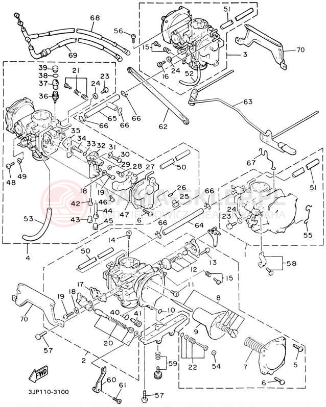 Schemat "Gaźnik" do Yamaha V-MAX VMX1200M/VMX1200MC