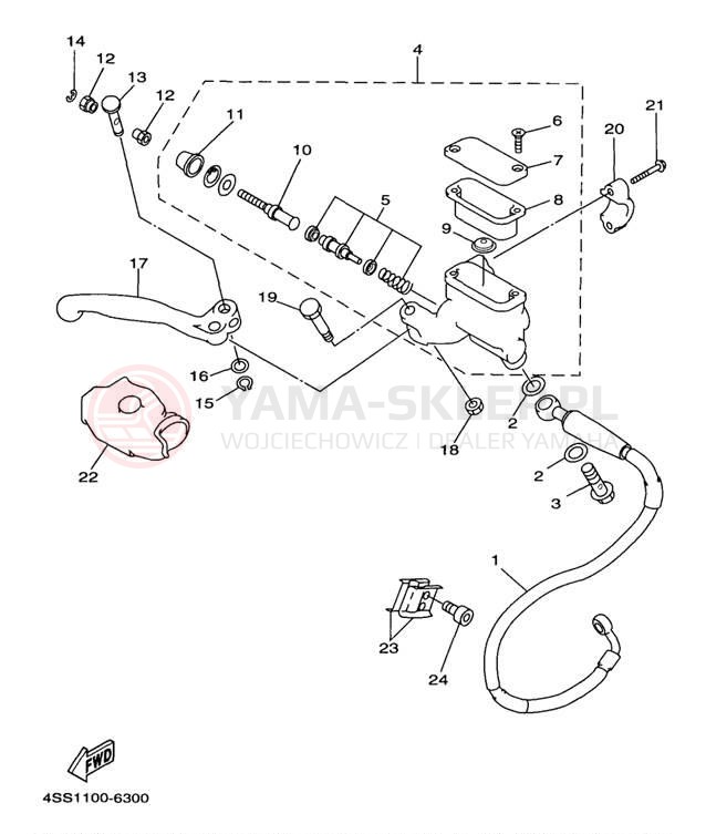 Schemat "Pompa hamulcowa przednia" do Yamaha COMPETITION YZ250J1