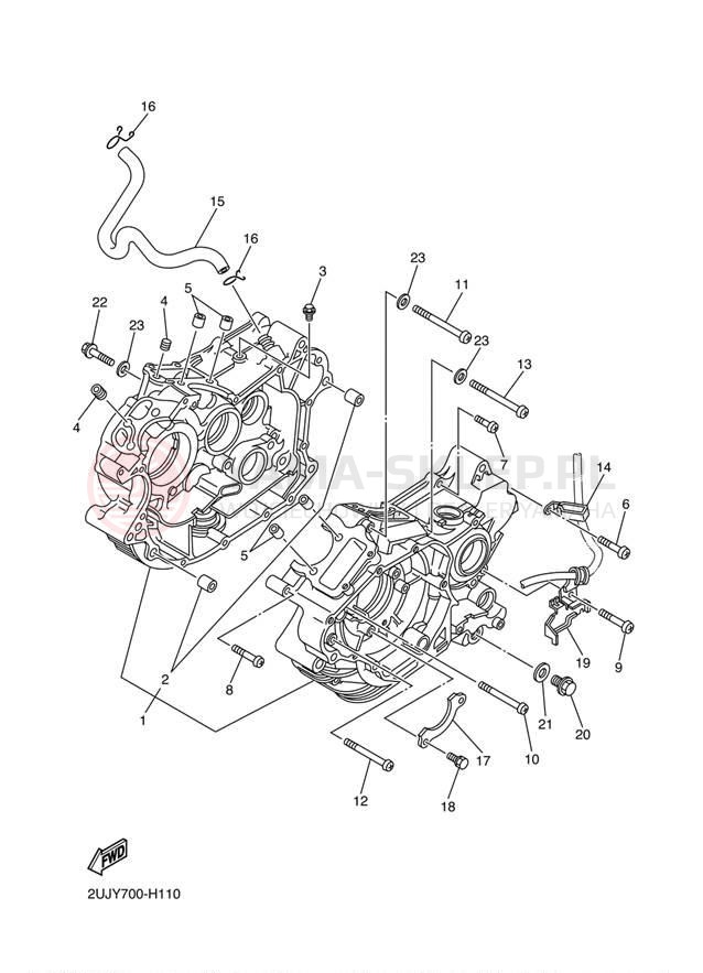 Schemat "Obudowa silnika" do Yamaha V STAR 250 XV250YR/XV250YCR