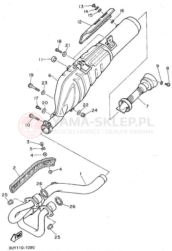 Schemat "Wydech końcowy" do Yamaha XT600EF/XT600EFC