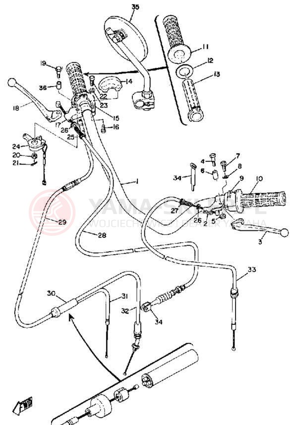 Schemat "Kierownica i osprzęt" do Yamaha R3