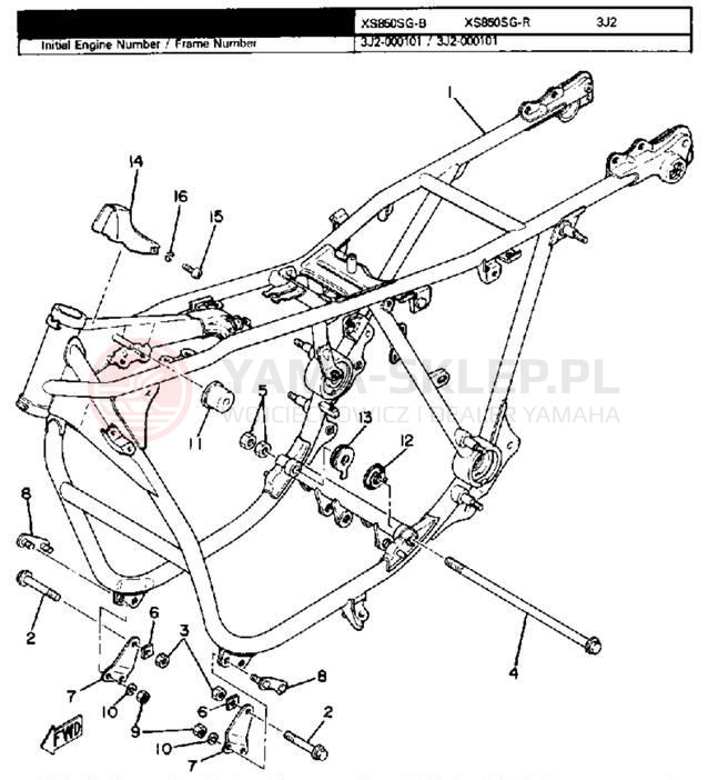 Schemat "rama" do Yamaha XS850SG