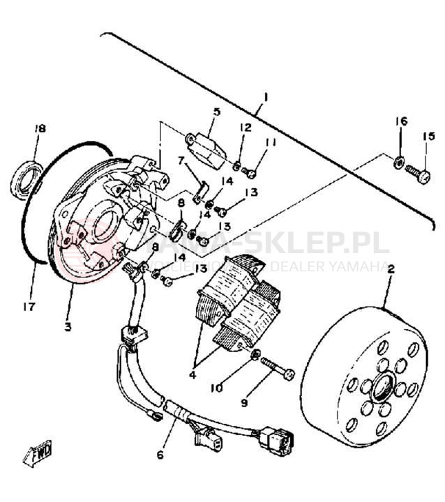 Schemat "Układ zapłonowy" do Yamaha SR250H