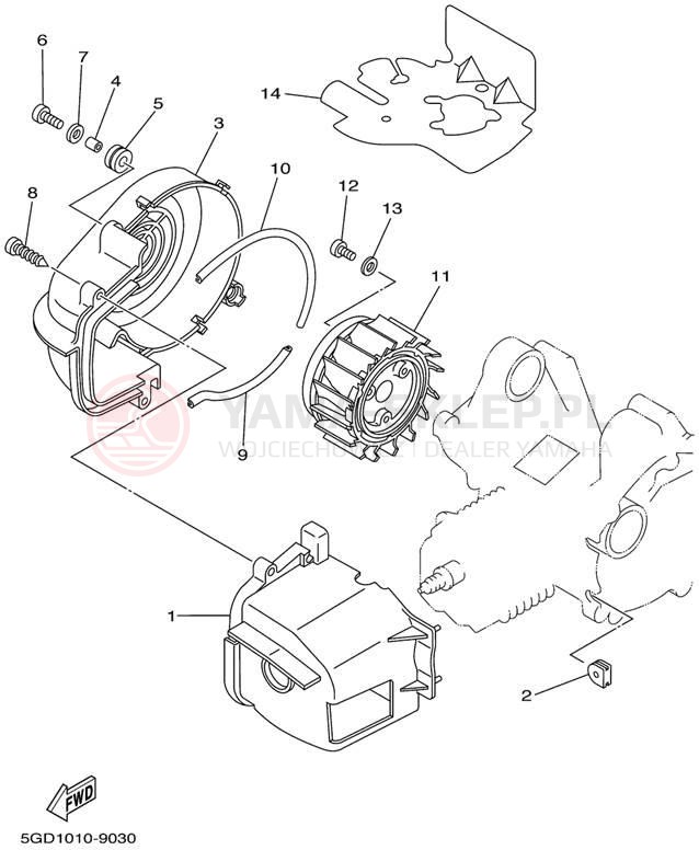 Schemat "Obudowa wentylatora" do Yamaha VINO YJ50RN